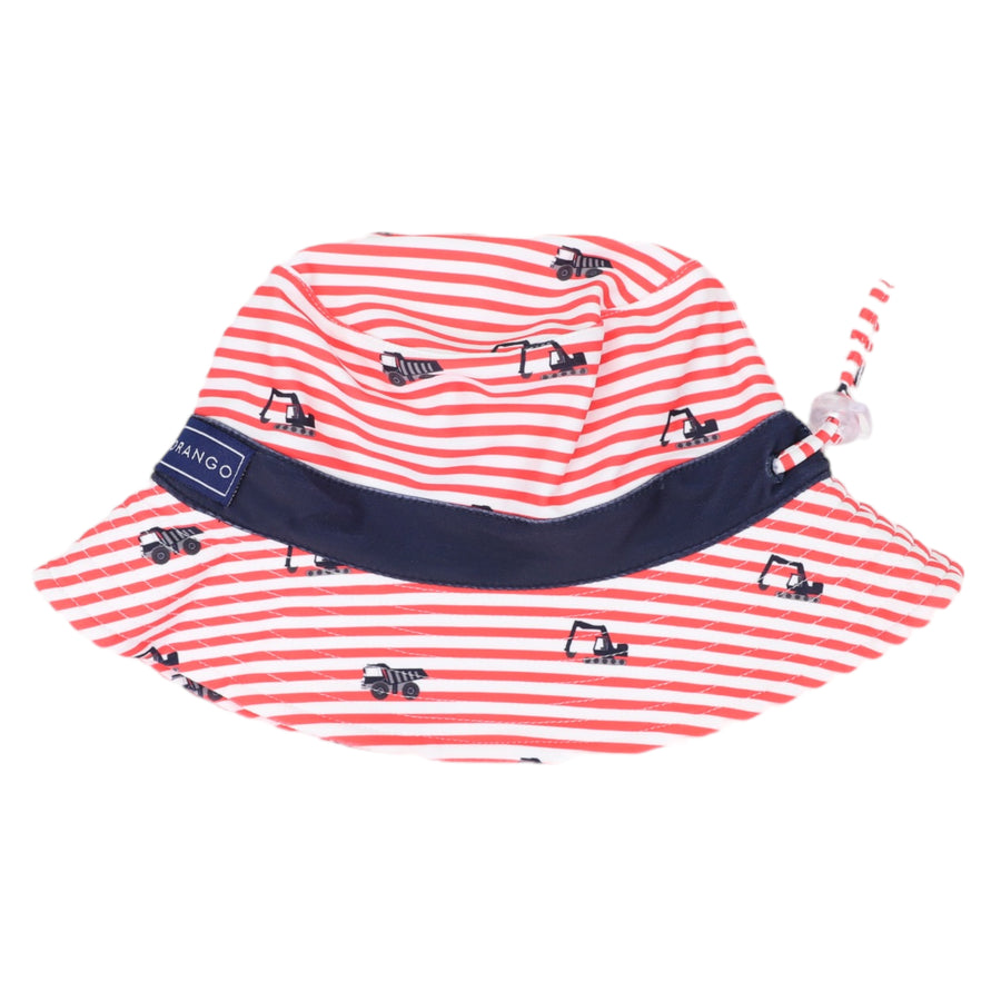 Truck Print Swim Hat Striped Red/White