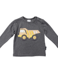 Long Sleeve Applique Truck Tee Charcoal