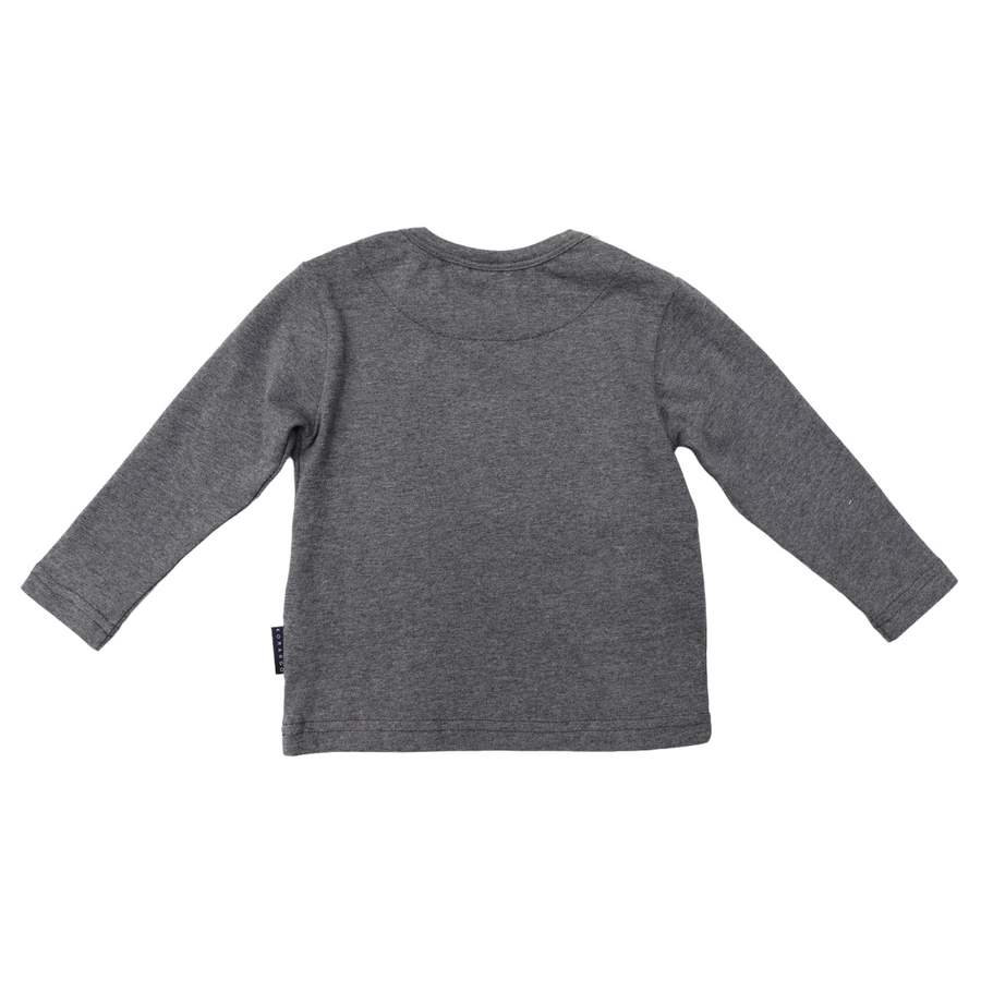 Long Sleeve Applique Truck Tee Charcoal