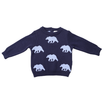 Bear Pattern Knit Sweater Peacoat