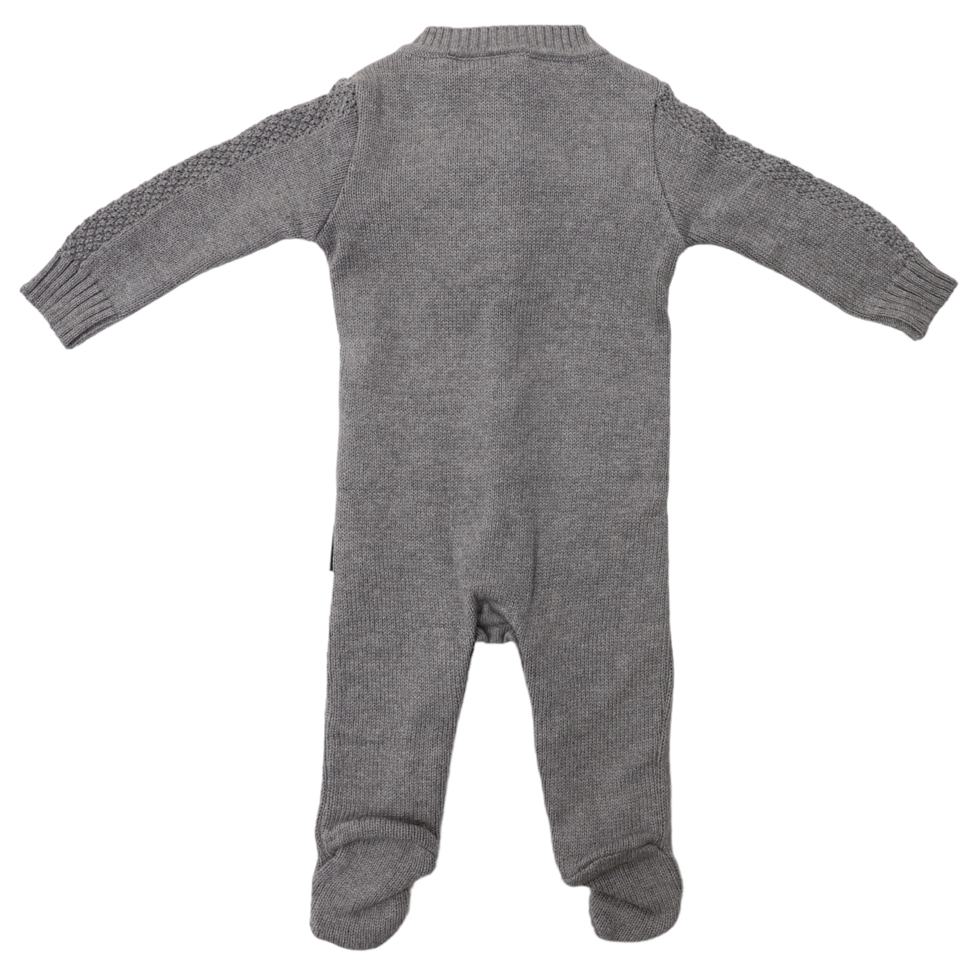 Cable Knit Button up Onesie Charcoal
