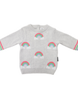 Rainbow Pattern Knit Sweater Microchip Grey