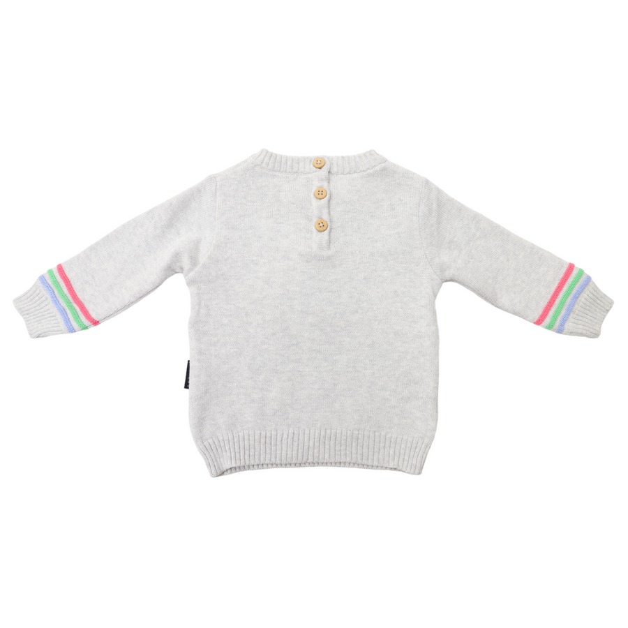 Rainbow Pattern Knit Sweater Microchip Grey