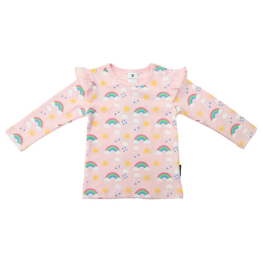 Rainbow Print Long Sleeve Top Fairytale Pink