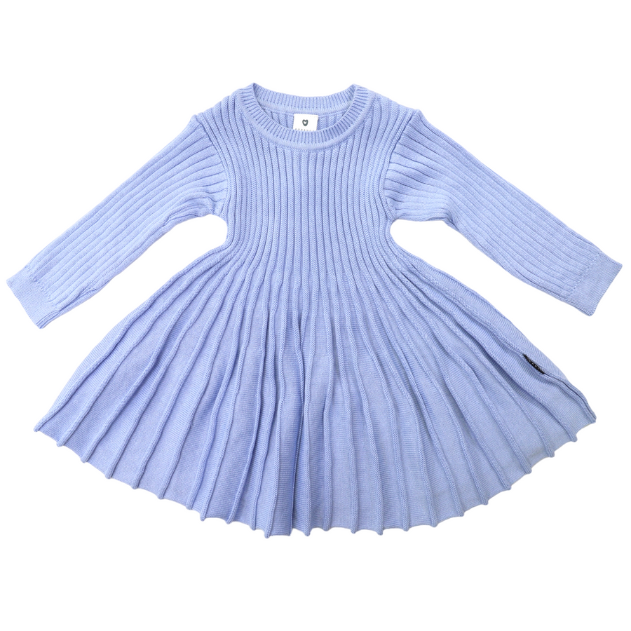 Rib Knit Swing Dress Blue Heron