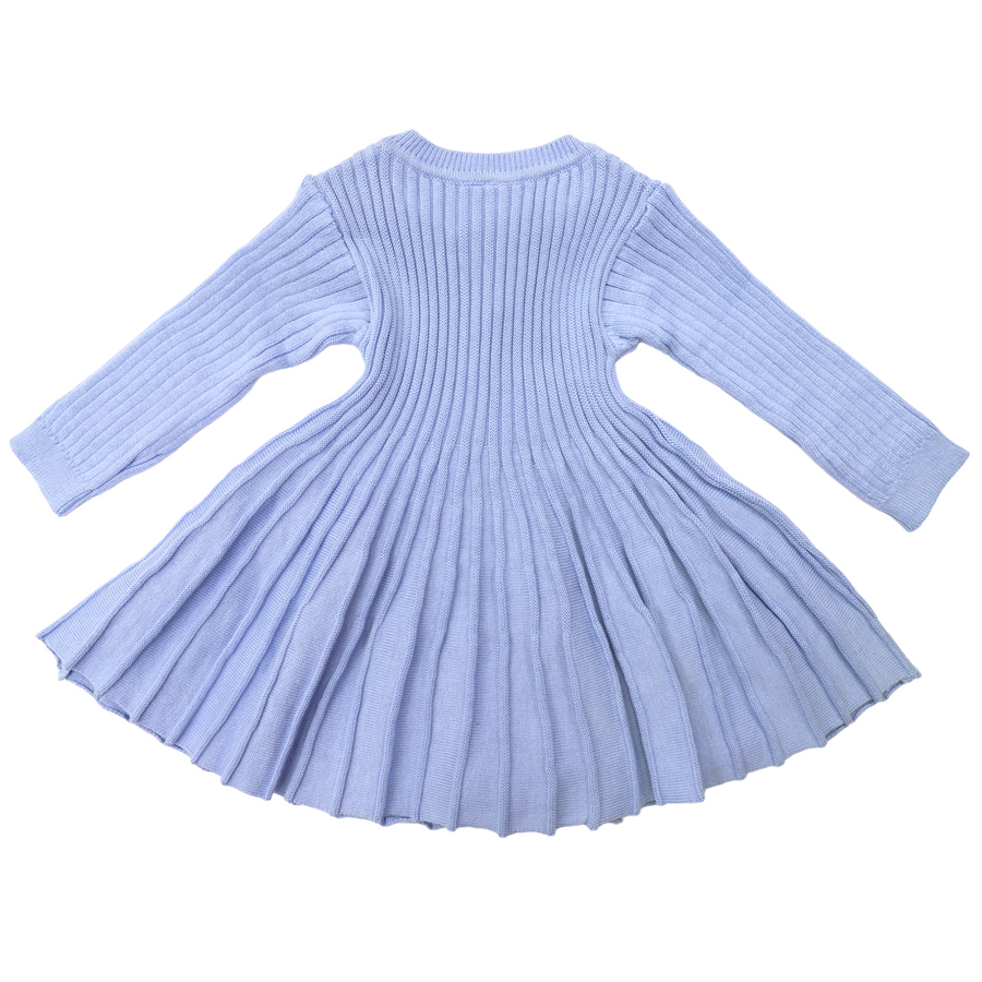 Rib Knit Swing Dress Blue Heron