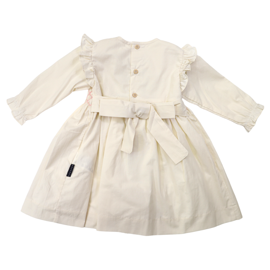 Frill Smocked Dress Beige