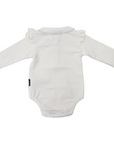 Frill Collared Cotton Bodysuit Beige