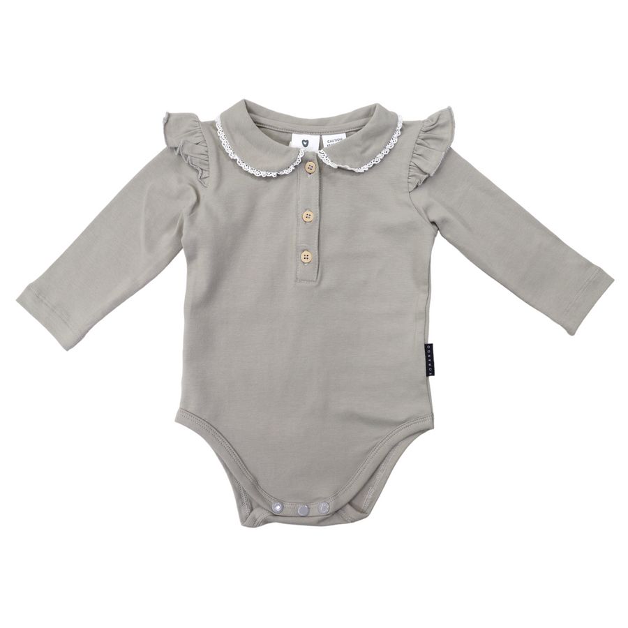 Frill Collared Cotton Bodysuit London Fog