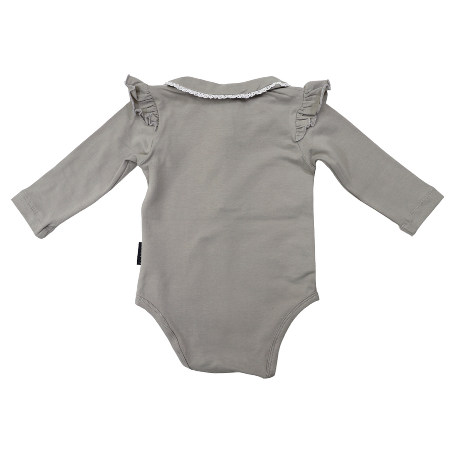 Frill Collared Cotton Bodysuit London Fog