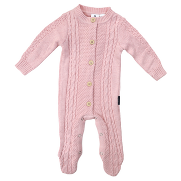 Cable Knit Button up Onesie Lotus