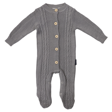 Cable Knit Button up Onesie Moon Mist