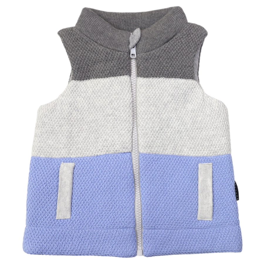 Textured Padded Knit Vest Blue Herron