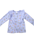 Butterfly Print Tee with Frill Blue Herron