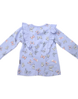 Butterfly Print Tee with Frill Blue Herron