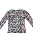 Leopard Print Long Sleeve Tee Microchip Grey