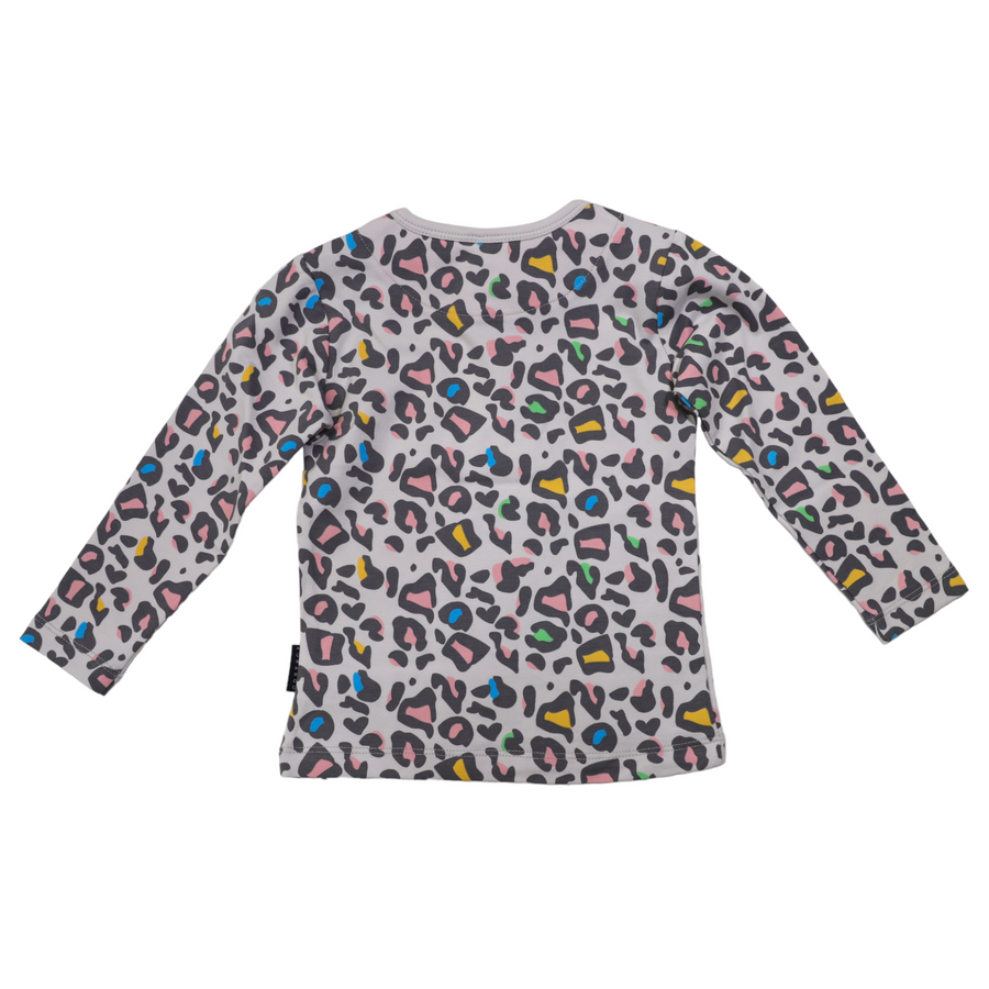 Leopard Print Long Sleeve Tee Microchip Grey