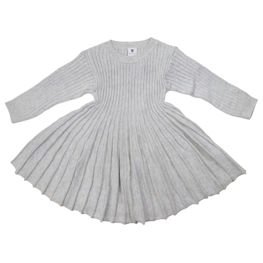 Rib Knit Swing Dress Microchip Grey