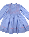 Long Sleeve Smocked Dress Blue Heron