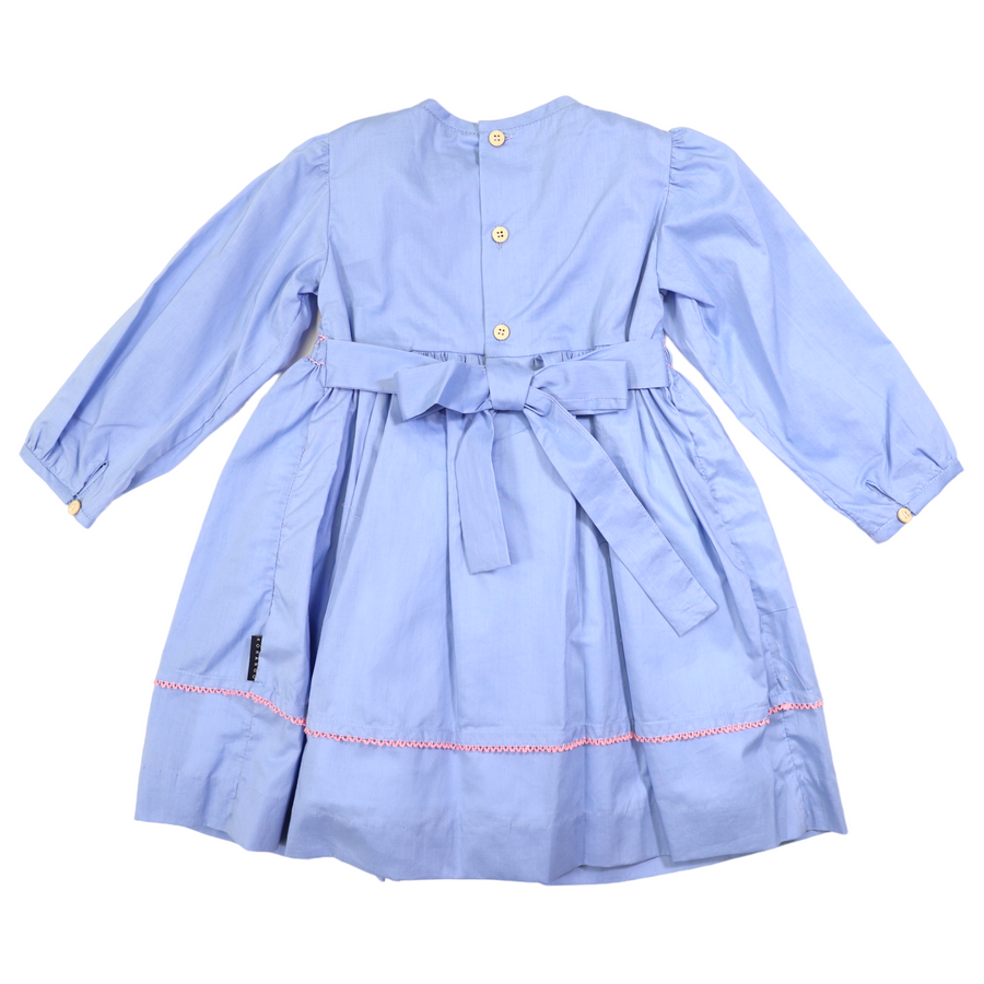 Long Sleeve Smocked Dress Blue Heron