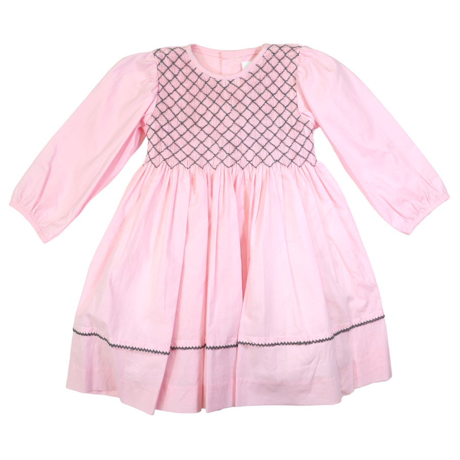 Long Sleeve Smocked Dress Pink