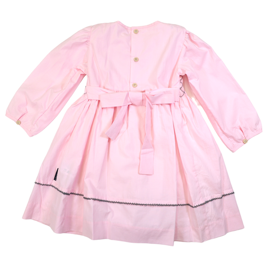 Long Sleeve Smocked Dress Pink