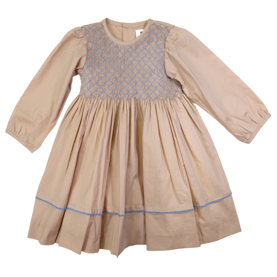 Long Sleeve Smocked Dress Tapioca