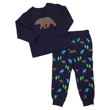 Bear Print Pyjamas Peacoat