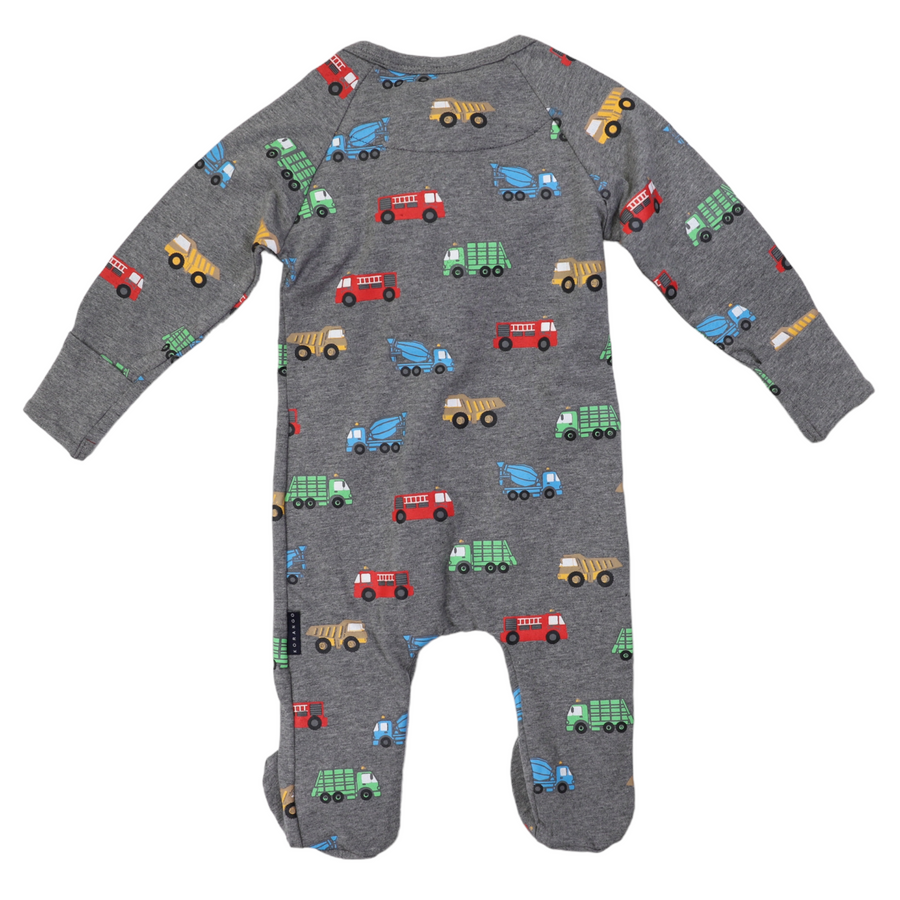 Truck Double Zip Onesie Charcoal