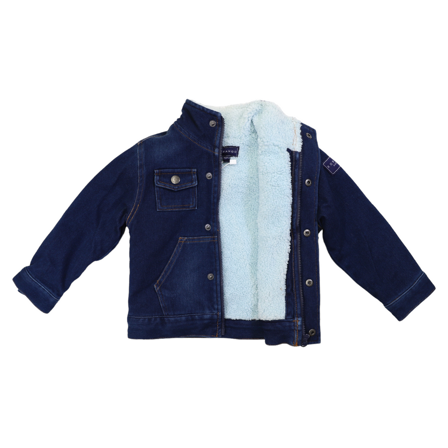 Denim Jacket with Sherpa Lining Pigment Wash