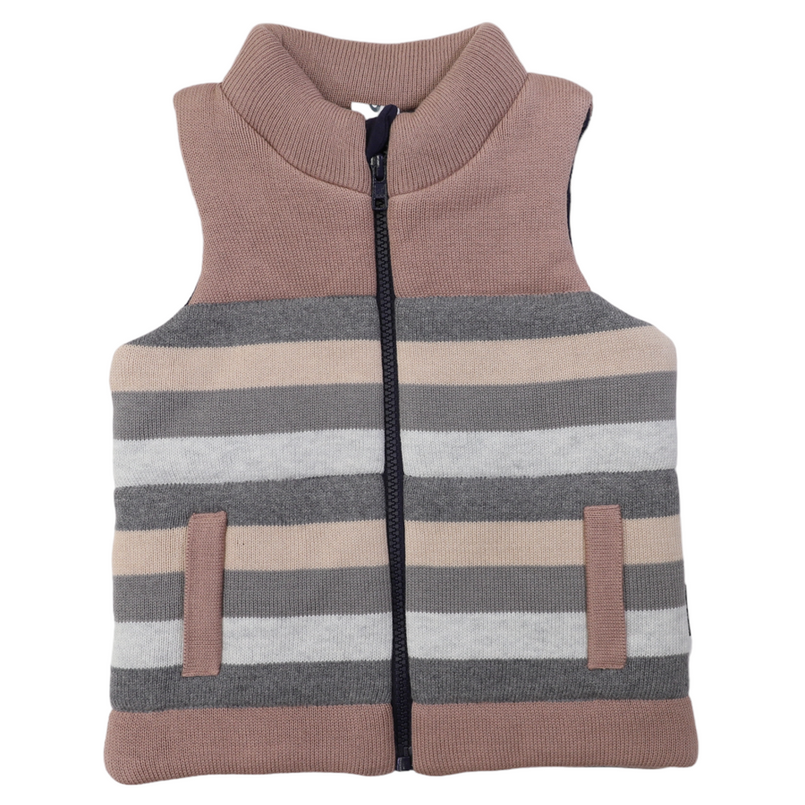 Padded Knit Vest Hazelnut Stripe