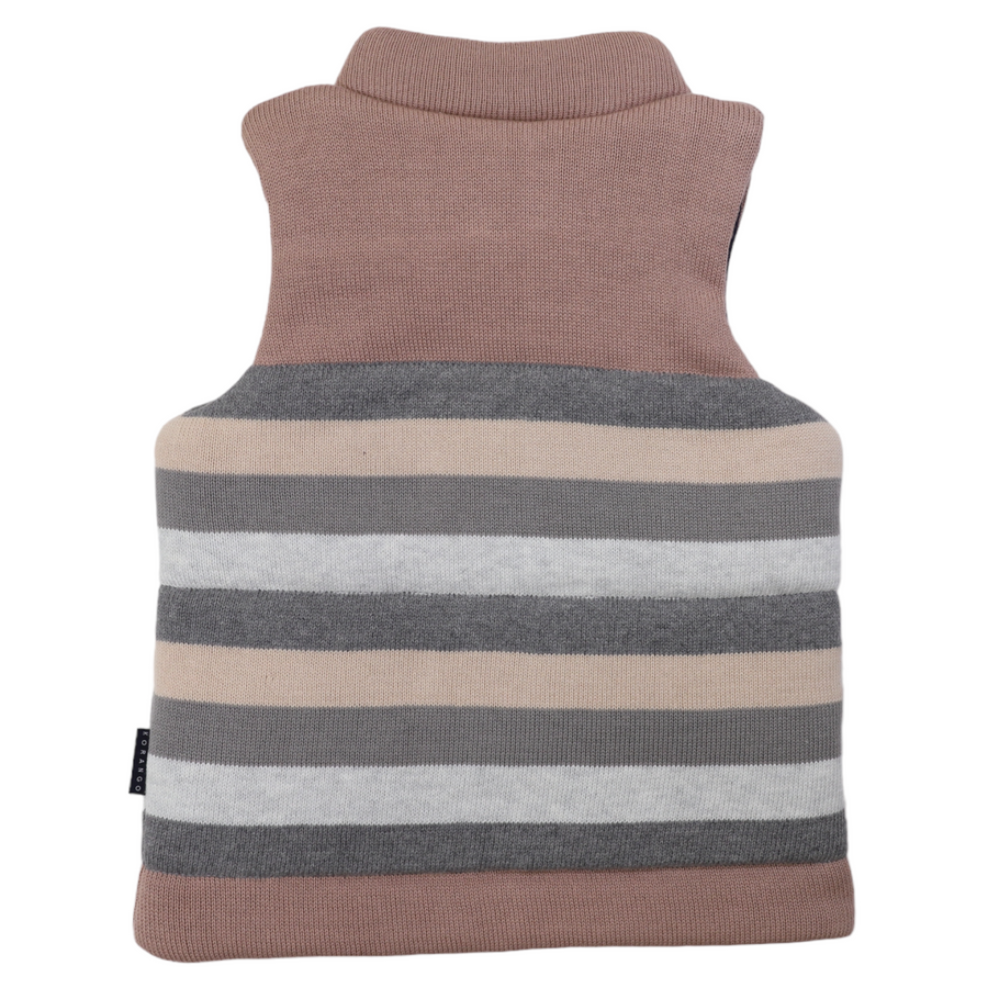 Padded Knit Vest Hazelnut Stripe