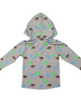 Bear Print Long Sleeve Hooded Tee London Fog