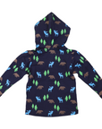 Bear Print Long Sleeve Hooded Tee Peacoat