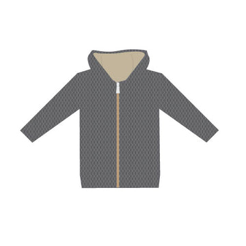 Cable Lined Knit Jacket Charcoal