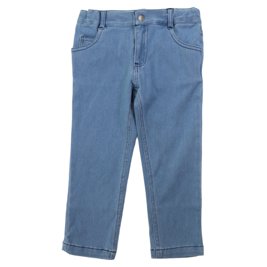 Straight Leg Denim Jean Stone Wash