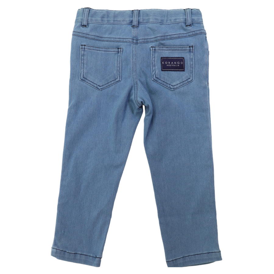 Straight Leg Denim Jean Stone Wash