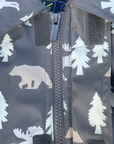 Bear Print Colour Change Sherpa Lined Raincoat Charcoal