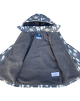 Bear Print Colour Change Sherpa Lined Raincoat Charcoal