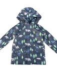 Bear Print Colour Change Sherpa Lined Raincoat Charcoal