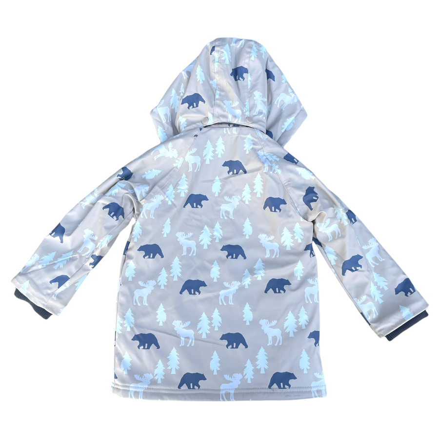 Bear Print Colour Change Sherpa Lined Raincoat Tapioca