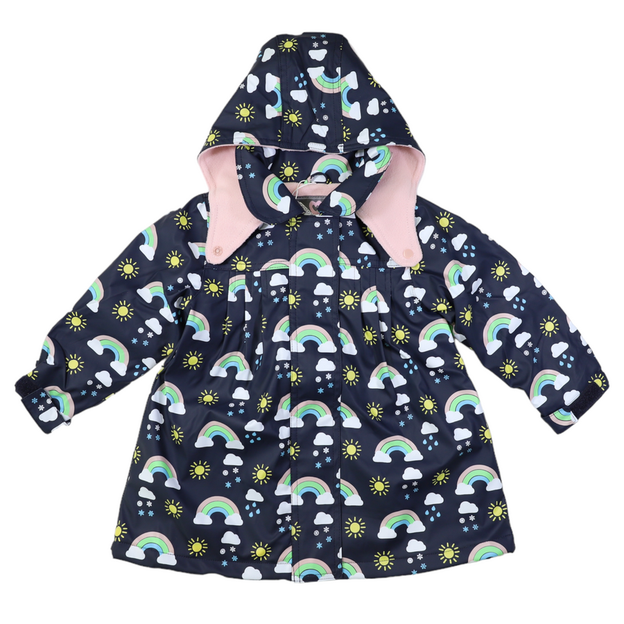 Sunshine & Rainbows Polar Fleece Lined Raincoat Peacoat