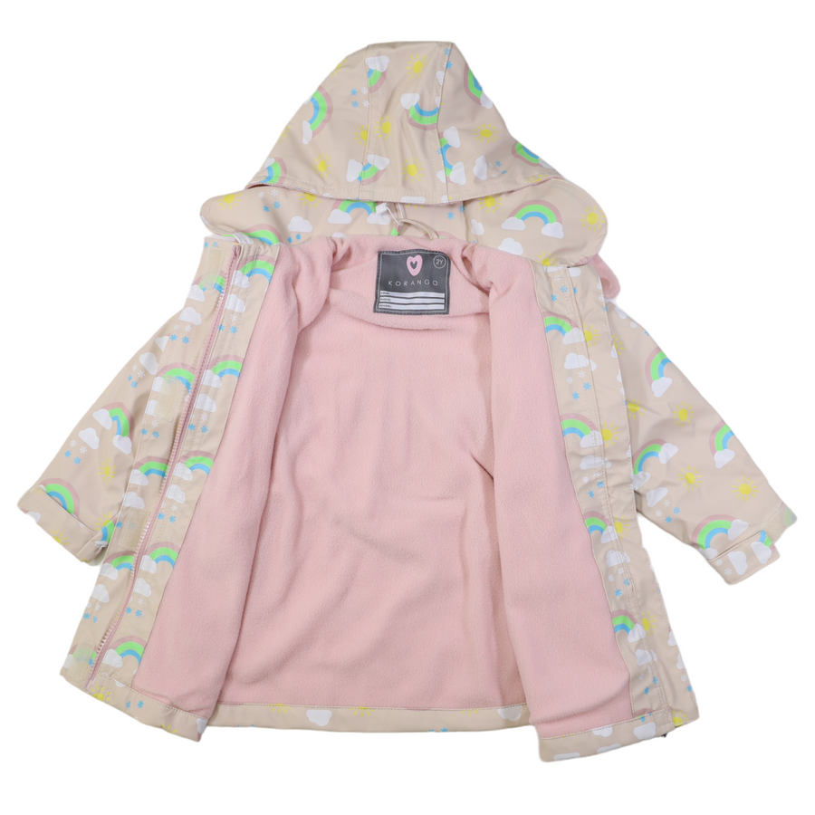 Sunshine & Rainbows Polar Fleece Lined Raincoat Tapioca