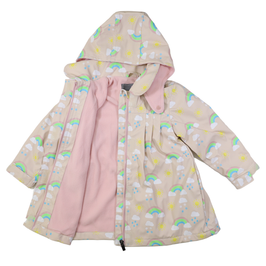 Sunshine & Rainbows Polar Fleece Lined Raincoat Tapioca