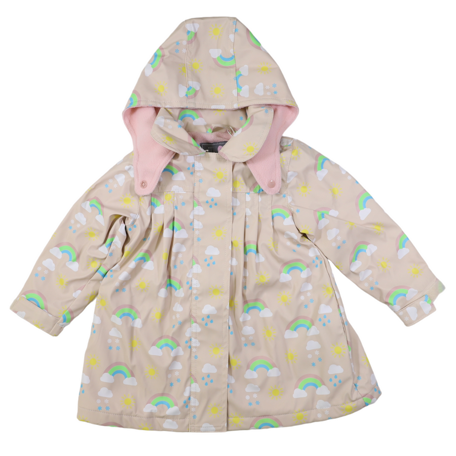 Sunshine & Rainbows Polar Fleece Lined Raincoat Tapioca