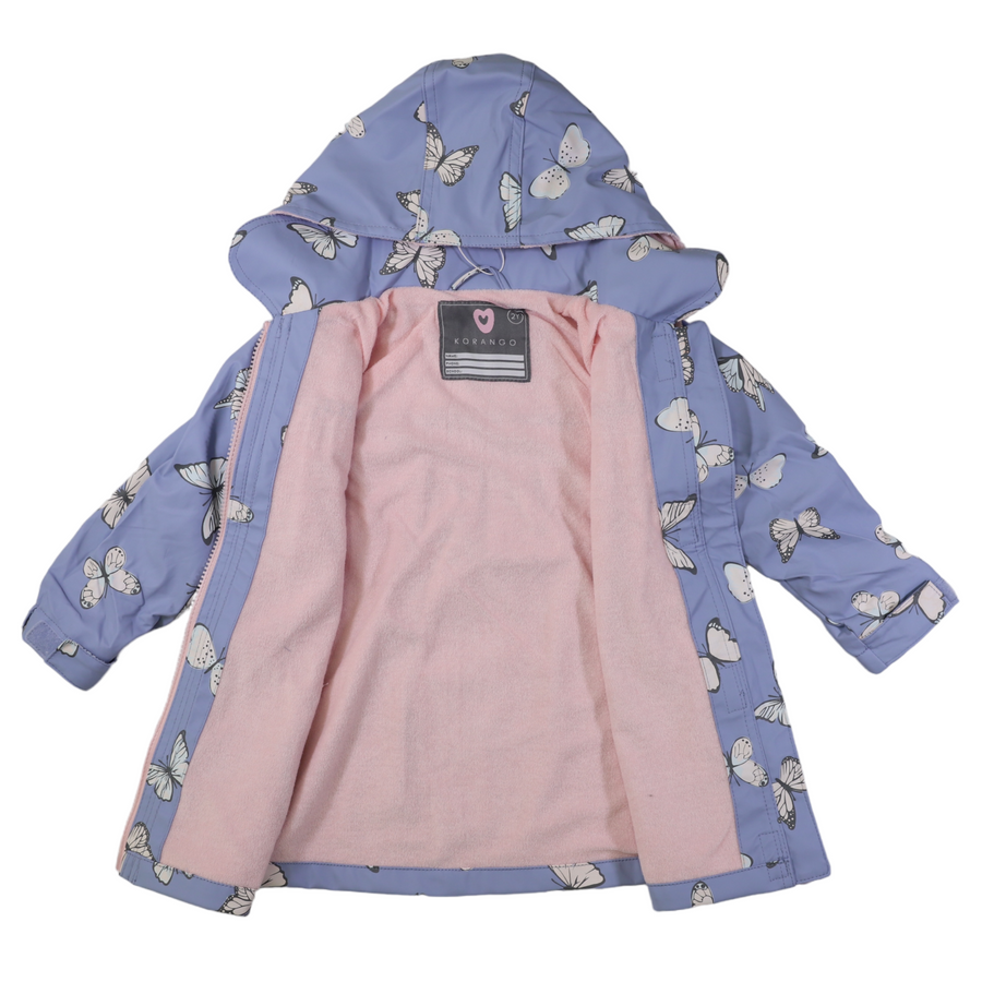 Butterfly Colour Change Terry Towelling Lined Raincoat Blue Heron