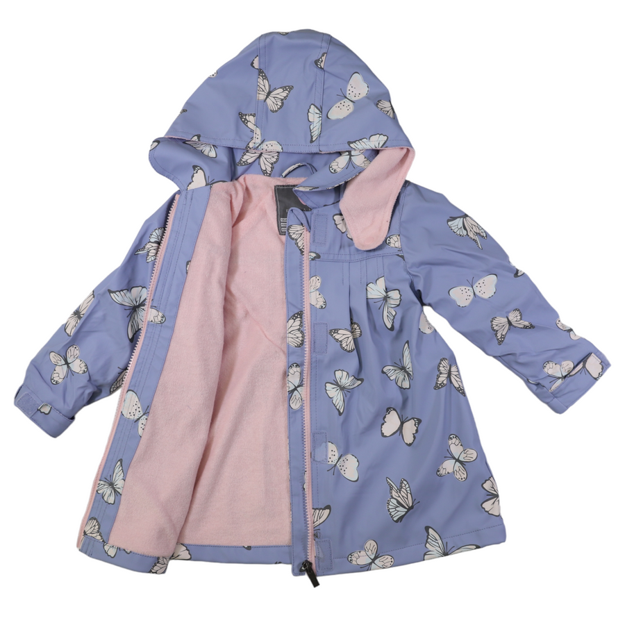 Butterfly Colour Change Terry Towelling Lined Raincoat Blue Heron