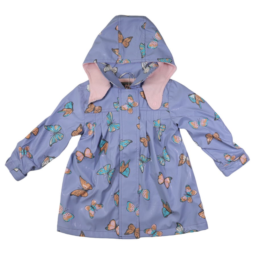 Butterfly Colour Change Terry Towelling Lined Raincoat Blue Heron