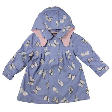 Butterfly Colour Change Terry Towelling Lined Raincoat Blue Heron