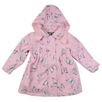 Butterfly Colour Change Terry Towelling Lined Raincoat Fairytale Pink